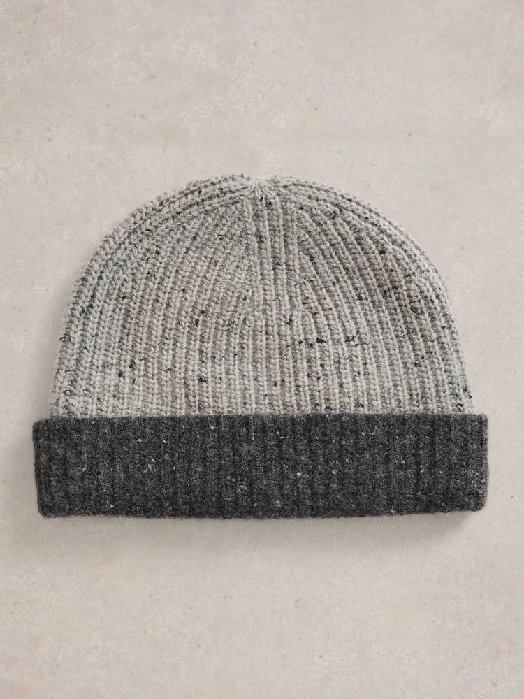 White Stuff Grey Albie Rib Knit Beanie - Image 2 of 2