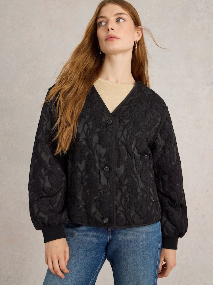 White Stuff Black Bella Jacquard Jacket - Image 1 of 6