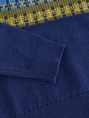 White Stuff Blue Fairisle Pattern Yoke Jumper - Image 3 of 3