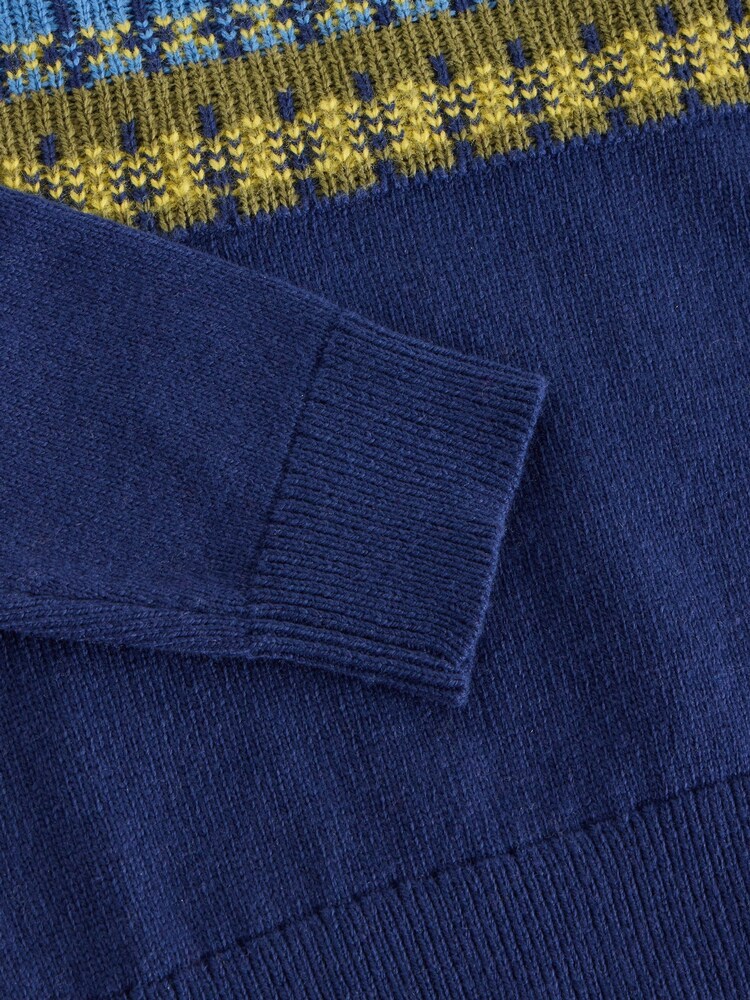 White Stuff Blue Fairisle Pattern Yoke Jumper - Image 3 of 3