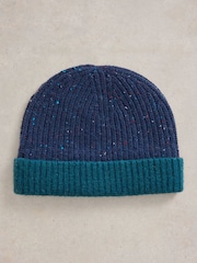 White Stuff Blue Albie Rib Knit Beanie - Image 2 of 2