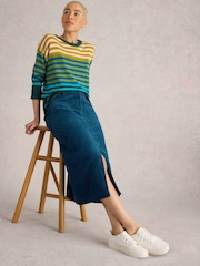 White Stuff Green Maren Organic Cord Skirt - Image 3 of 6