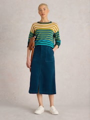 White Stuff Green Maren Organic Cord Skirt - Image 4 of 6