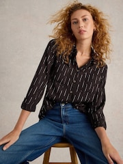 White Stuff Black Sophie Metallic Shirt - Image 1 of 6