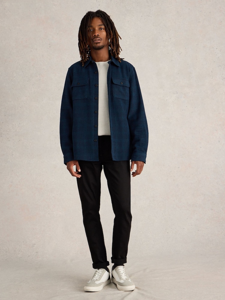 White Stuff Blue Darwen Texture Overshirt - Image 1 of 6