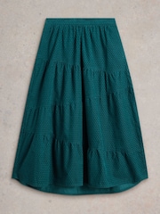 White Stuff Green Jenna Cord Tiered Skirt - Image 5 of 6