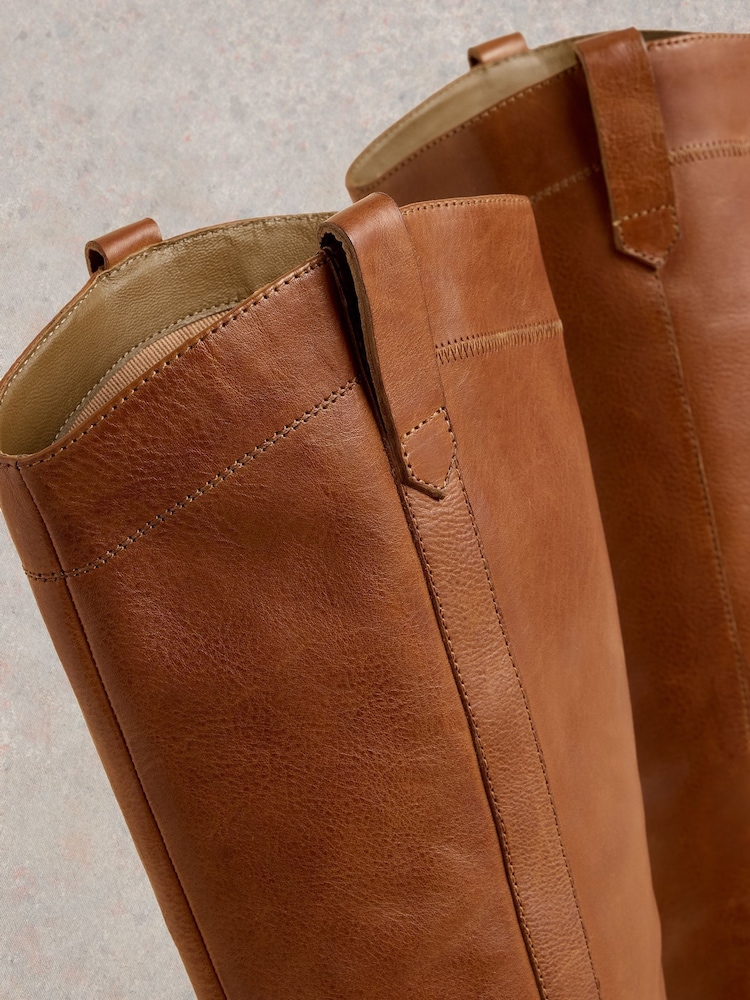 White Stuff Brown Izzy Leather Knee High Boots - Image 4 of 4
