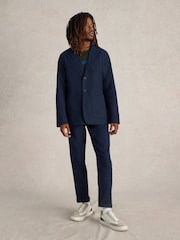 White Stuff Blue Moleskin 100% Cotton Regular Fit Blazer - Image 1 of 6