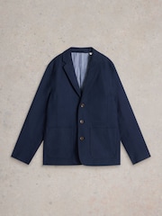 White Stuff Blue Moleskin 100% Cotton Regular Fit Blazer - Image 5 of 6
