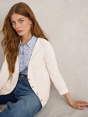 White Stuff Natural Naria Cotton/Linen Mix Cardigan - Image 3 of 6