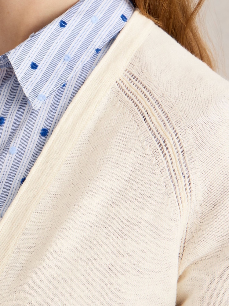 White Stuff Natural Naria Cotton/Linen Mix Cardigan - Image 4 of 6