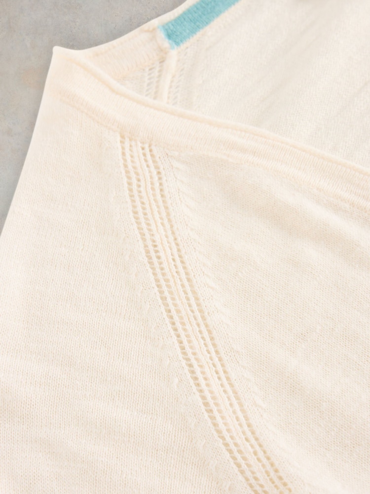 White Stuff Natural Naria Cotton/Linen Mix Cardigan - Image 6 of 6