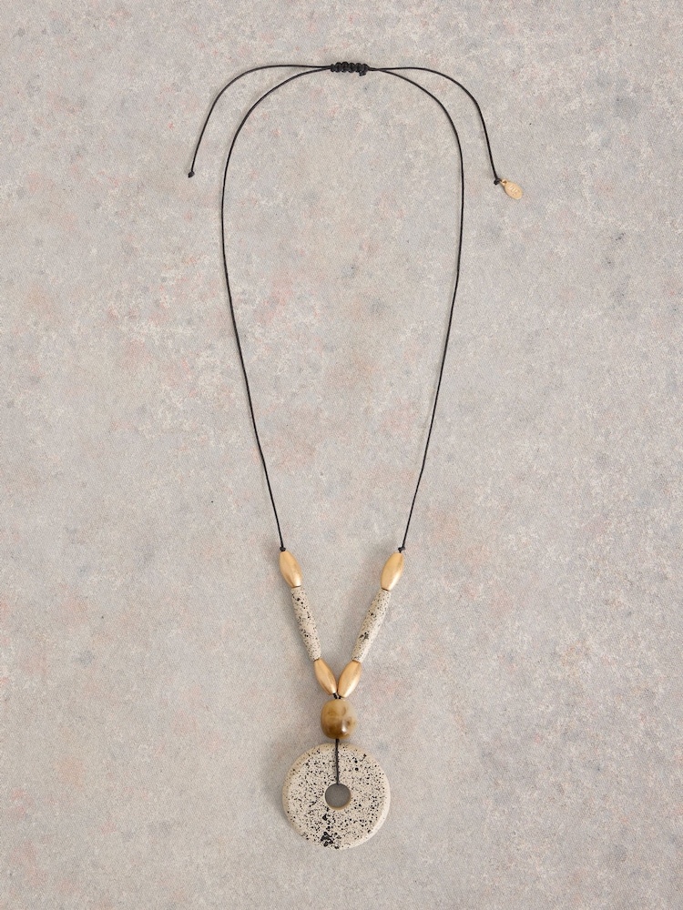 White Stuff Natural Pampas Craft Bead Necklace - Image 1 of 2