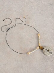 White Stuff Natural Pampas Craft Bead Necklace - Image 2 of 2