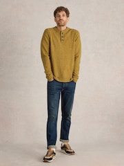White Stuff Yellow Lambswool Henley Jumper - Image 1 of 6