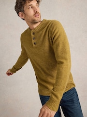 White Stuff Yellow Lambswool Henley Jumper - Image 3 of 6