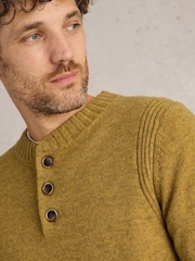 White Stuff Yellow Lambswool Henley Jumper - Image 4 of 6