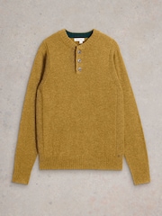 White Stuff Yellow Lambswool Henley Jumper - Image 5 of 6