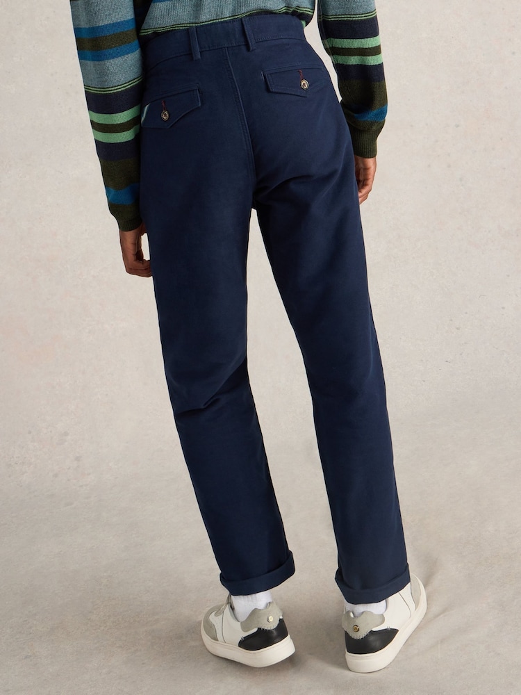 White Stuff Blue Moleskin 100% Cotton Trousers - Image 2 of 6