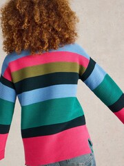 White Stuff Green Jana Stripe 100% Organic Cotton Jumper - Image 2 of 6