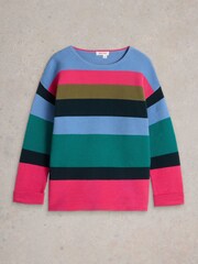 White Stuff Green Jana Stripe 100% Organic Cotton Jumper - Image 5 of 6