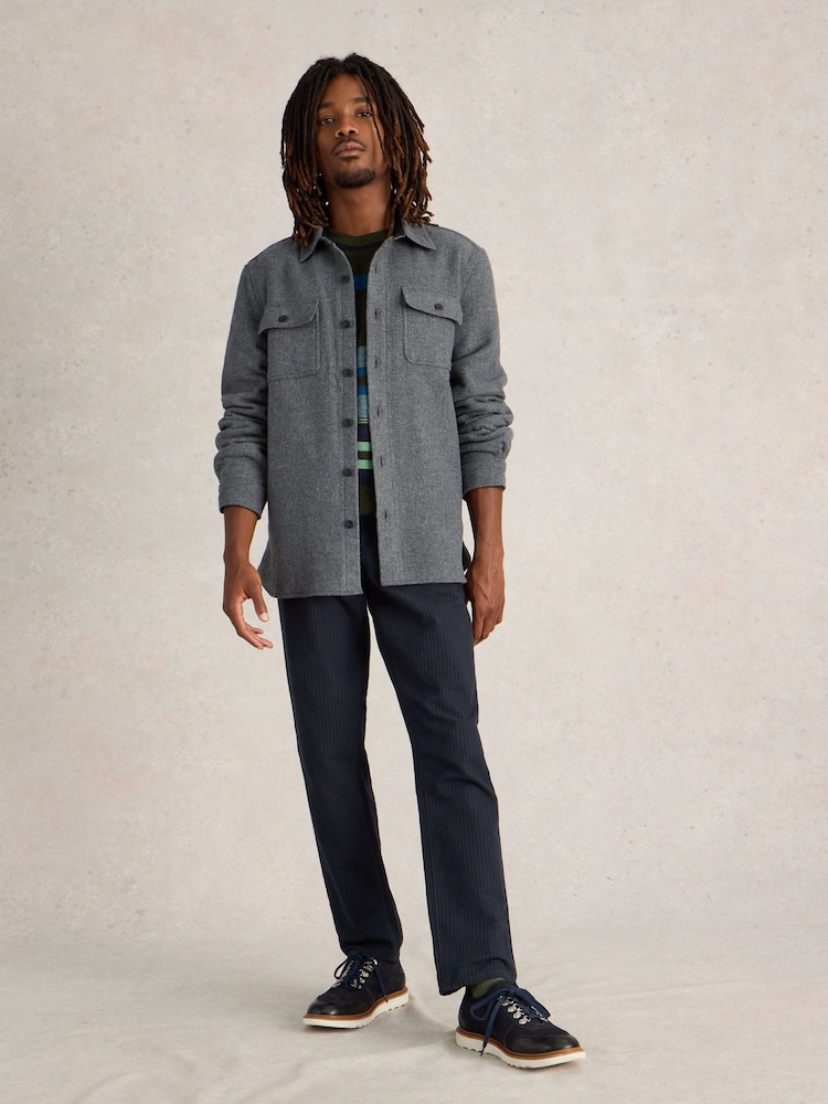 White Stuff Grey Darwen Herringbone Overshirt - Image 1 of 6