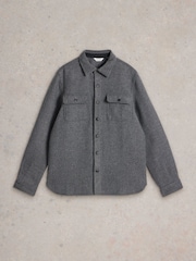 White Stuff Grey Darwen Herringbone Overshirt - Image 5 of 6