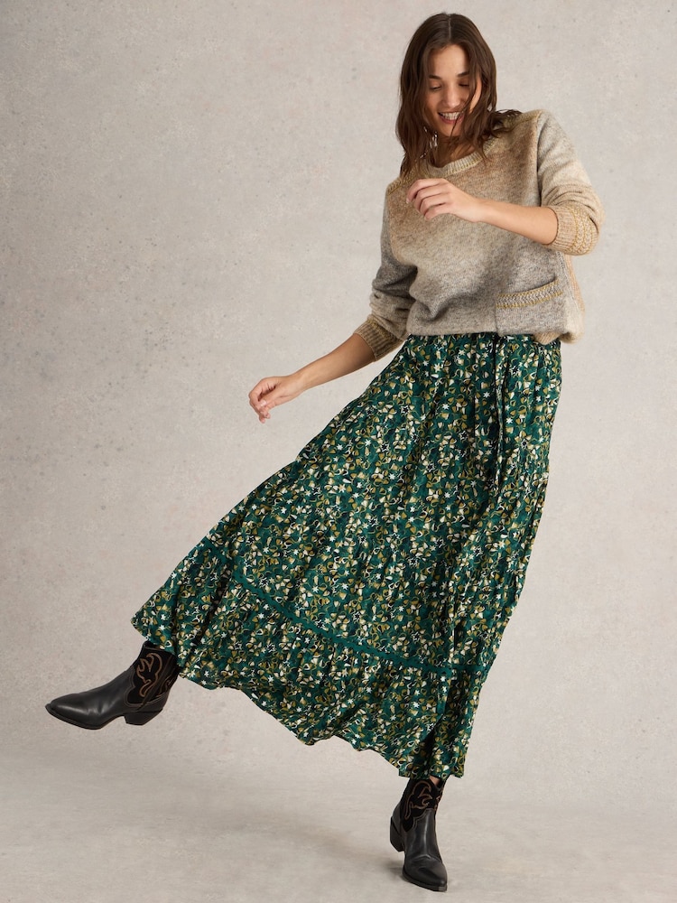 White Stuff Green Lotus Maxi Skirt - Image 1 of 6