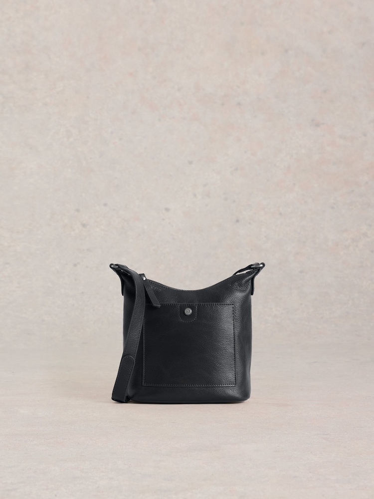 White Stuff Black Mini Fern Leather Cross-Body Bag - Image 1 of 4