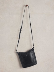 White Stuff Black Mini Fern Leather Cross-Body Bag - Image 3 of 4