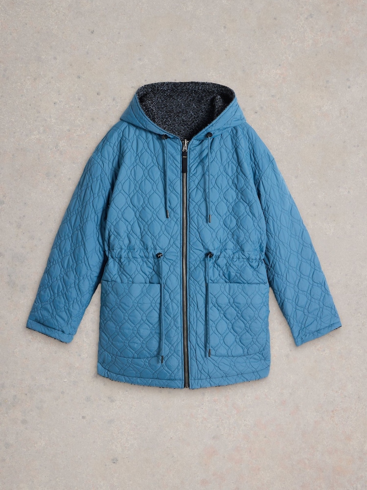White Stuff Blue Mariella Reversible Coat - Image 6 of 7