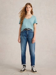 White Stuff Blue Nadia 100% Cotton T-Shirt - Image 1 of 6