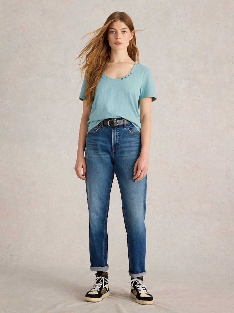 White Stuff Blue Nadia 100% Cotton T-Shirt - Image 1 of 6