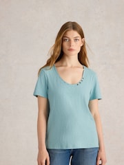 White Stuff Blue Nadia 100% Cotton T-Shirt - Image 3 of 6