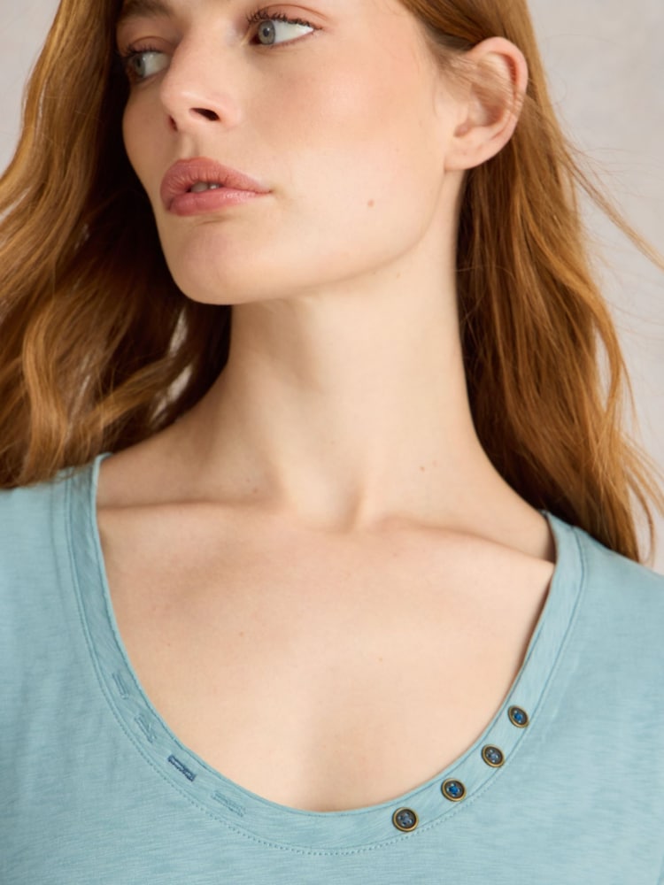 White Stuff Blue Nadia 100% Cotton T-Shirt - Image 4 of 6