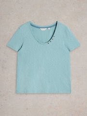 White Stuff Blue Nadia 100% Cotton T-Shirt - Image 5 of 6