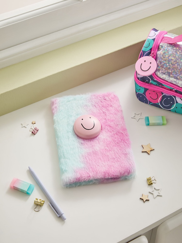 Smiley Faces A5 Lined Faux Fur Notebook - Image 1 of 6