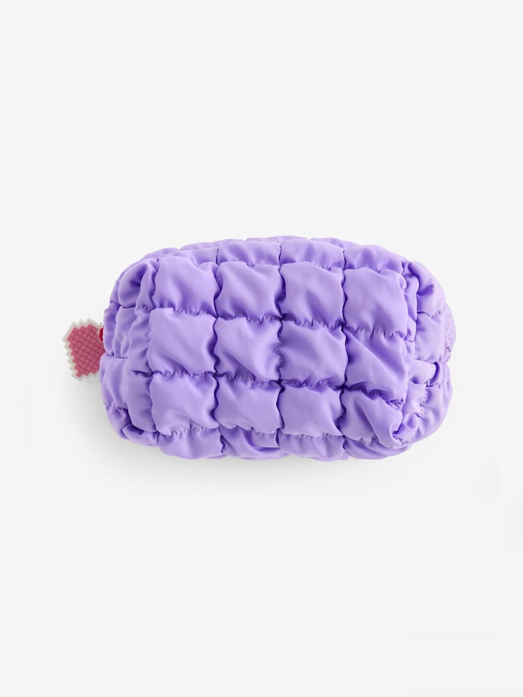 Purple Quilted Pencil Case with Stationery - Image 1 of 6