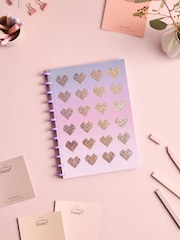 Pink/Purple A4 Lined Heart Print Notebook - Image 1 of 5