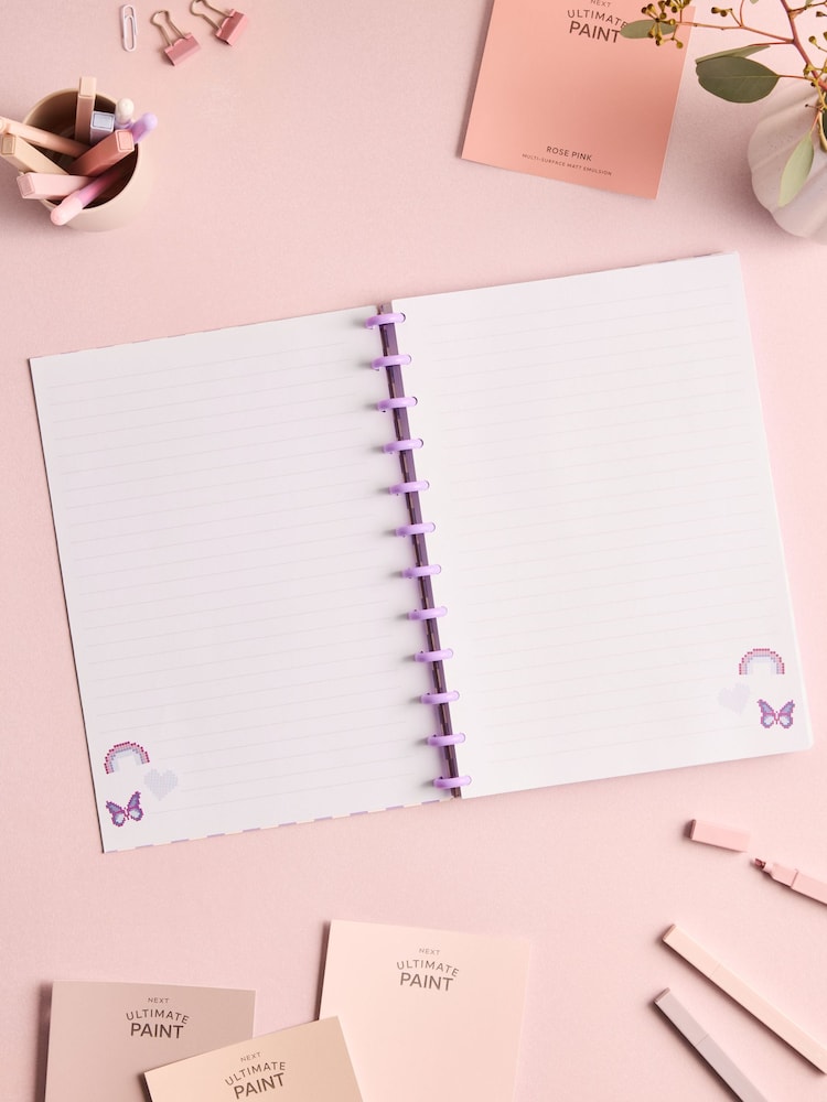 Pink/Purple A4 Lined Heart Print Notebook - Image 2 of 5
