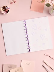 Pink/Purple A4 Lined Heart Print Notebook - Image 3 of 5