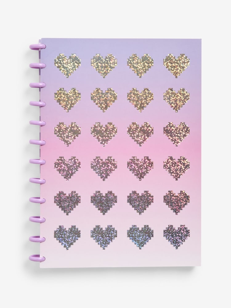 Pink/Purple A4 Lined Heart Print Notebook - Image 5 of 5