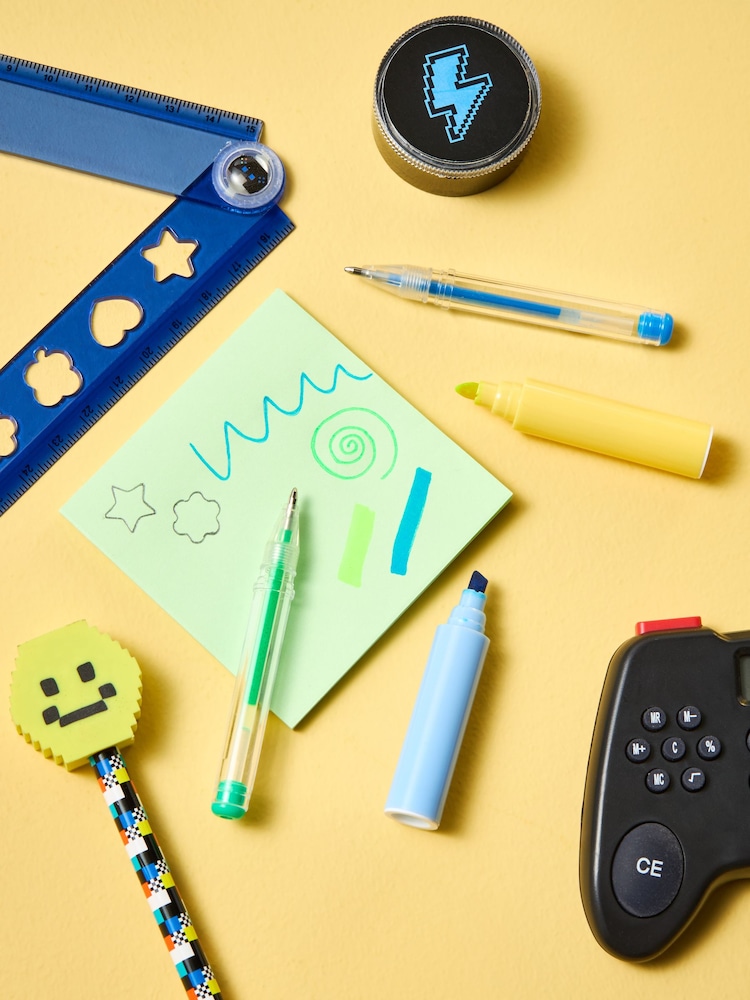 Buy Black Pixel Gaming Pencil Case with Stationery from the Next