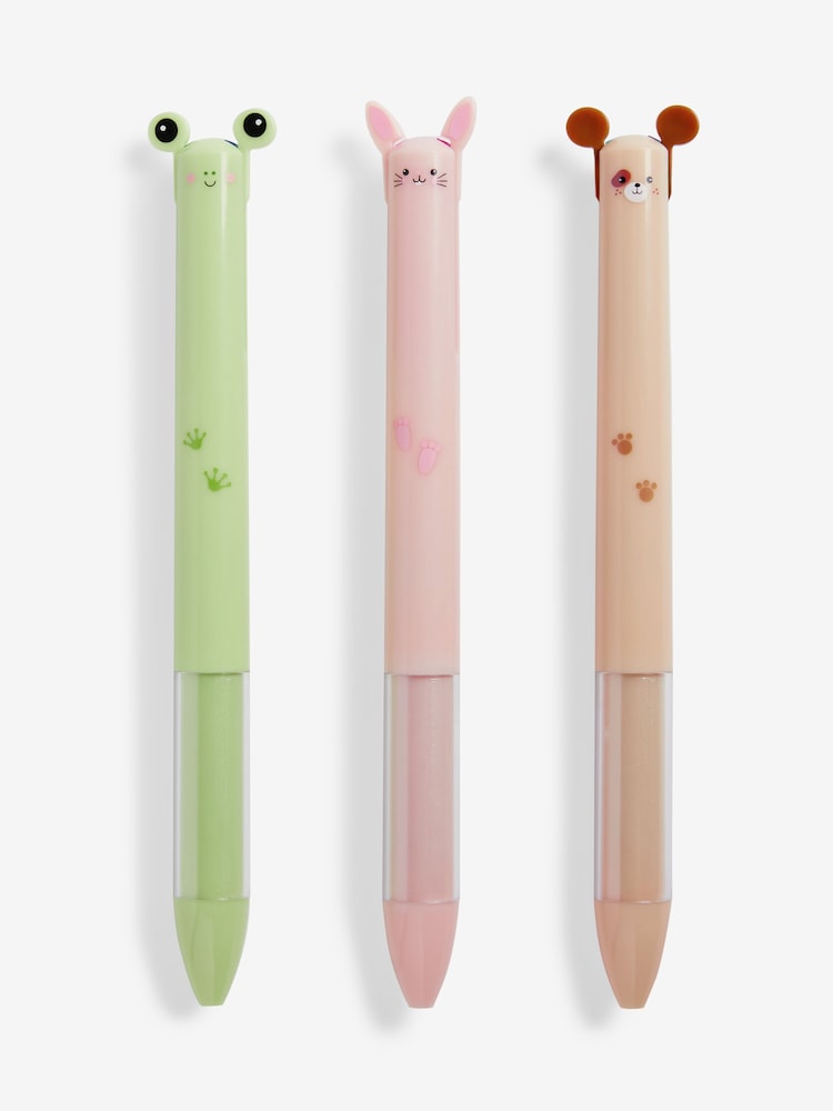 Set of 3 Multi Colour Ink Animal Character Pens - Image 1 of 4
