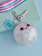 Silver Disco Ball Cute Plush Keyring Bag Charm - Image 2 of 4