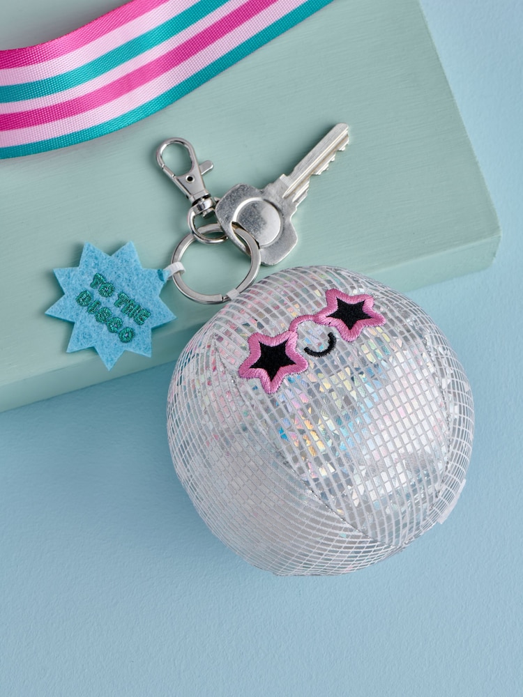 Silver Disco Ball Cute Plush Keyring Bag Charm - Image 2 of 4