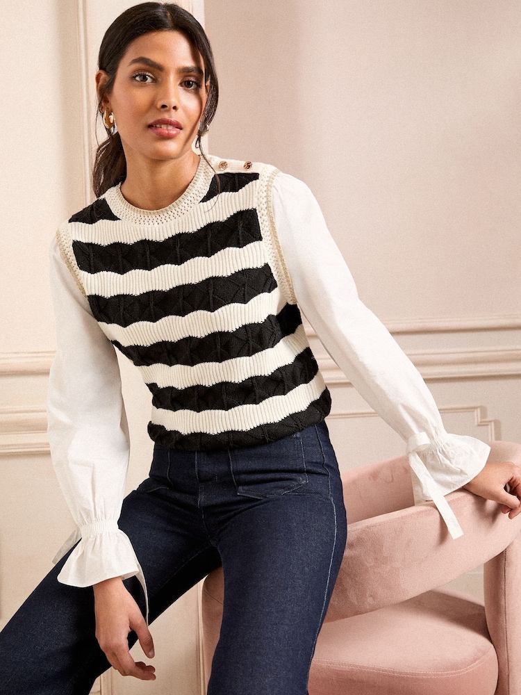 Love & Roses Stripe Stripe 3/4 Sleeve Jumper - Image 1 of 4