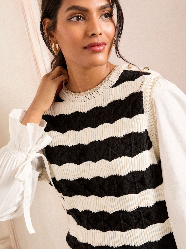 Love & Roses Stripe Stripe 3/4 Sleeve Jumper - Image 2 of 4