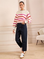 Love & Roses Ivory Heart Pointelle Crew Neck Knitted Jumper - Image 3 of 4