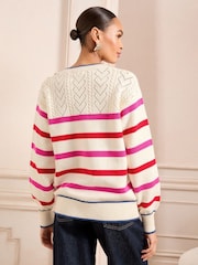 Love & Roses Ivory Heart Pointelle Crew Neck Knitted Jumper - Image 4 of 4